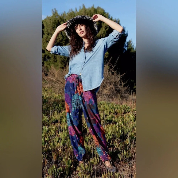 FARM RIO Anthropologie Sami Wildcat Trousers XS Elastic Waist Drawstring Baddie - Picture 2 of 16